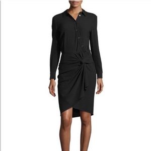 Veronica Beard Wren Twist Front Crepe Shirt Dress In Black Women’s Size 6